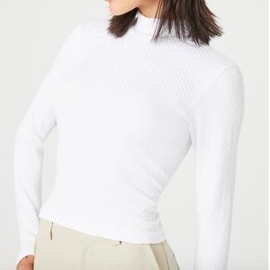 Forever 21 FCT With Love Basics Mock Neck White Long Sleeve Top Size Small